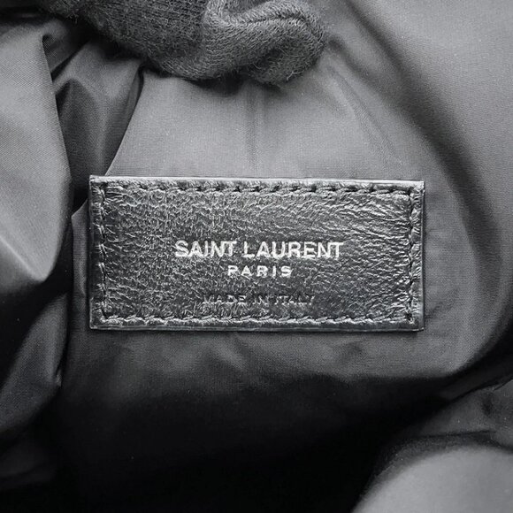 SAINT LAURENT PARIS Rive Gauche bucket bag Nylon/Leather Black 710261 - Picture 14 of 15
